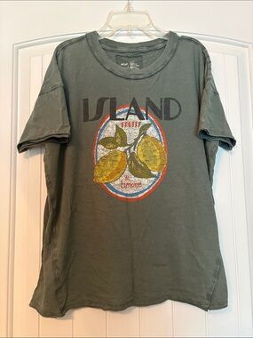 Aerie Lemon Graphic Tee in Olive Green